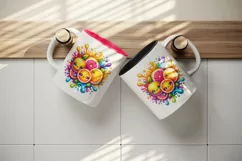 Watercolor bright citrus fruits with cute faces in colorful splash print 20 oz tumbler skinny mug wrap clipart t-shirt sublimation printable design