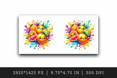 Watercolor bright citrus fruits with cute faces in colorful splash print 20 oz tumbler skinny mug wrap clipart t-shirt sublimation printable design