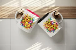 Watercolor bright citrus fruits with cute faces in colorful splash print 20 oz tumbler skinny mug wrap clipart t-shirt sublimation printable design