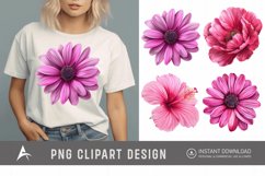 Watercolor Bright Pink Flower Clipart Product Image 1