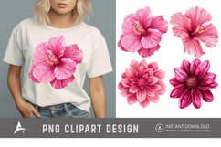 Watercolor Bright Pink Flower Clipart Product Image 1
