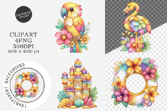 Watercolor Bright Summer Clipart, Summer PNG Product Image 1