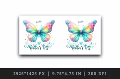 Watercolor brightly colored butterfly Happy Mother Day greeting quote print 20 oz tumbler skinny mug wrap clipart t-shirt sublimation printable design