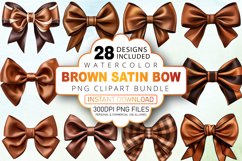 Watercolor Brown Satin Bow Clipart Bundle Product Image 1