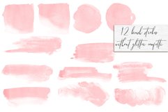 24 Pink Watercolor &amp; Gold Glitter Brush Stroke Overlays Product Image 4