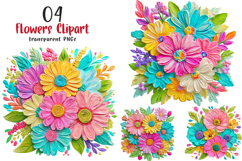 Watercolor Brushstroke Flowers Clipart Product Image 1