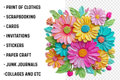 Watercolor Brushstroke Flowers Clipart Product Image 2