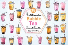 Watercolor Bubble Tea Clipart Bundle Product Image 1