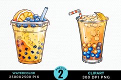 Watercolor Bubble Tea Exquisite Clipart Product Image 1