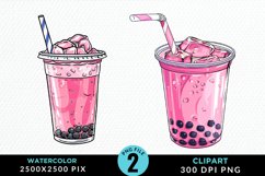 Watercolor Bubble Tea Exquisite Clipart Product Image 1