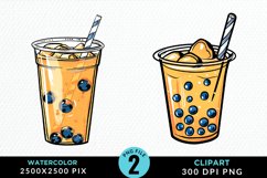 Watercolor Bubble Tea Clipart Bundle Product Image 4