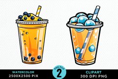 Watercolor Bubble Tea Clipart Bundle Product Image 2