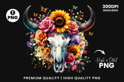 watercolor bull skull png, rustic western clipart, floral cow skull sublimation, boho bull skull design, bull skull printable art, cowboy western png, farmhouse bull skull clipart, bohemian skull sublimation, rustic floral skull png, country western skull