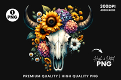 watercolor bull skull png, rustic western clipart, floral cow skull sublimation, boho bull skull design, bull skull printable art, cowboy western png, farmhouse bull skull clipart, bohemian skull sublimation, rustic floral skull png, country western skull
