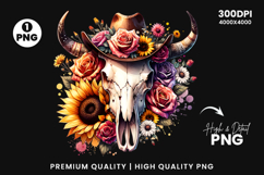 watercolor bull skull png, rustic western clipart, floral cow skull sublimation, boho bull skull design, bull skull printable art, cowboy western png, farmhouse bull skull clipart, bohemian skull sublimation, rustic floral skull png, country western skull