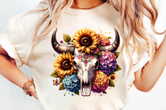 watercolor bull skull png, rustic western clipart, floral cow skull sublimation, boho bull skull design, bull skull printable art, cowboy western png, farmhouse bull skull clipart, bohemian skull sublimation, rustic floral skull png, country western skull