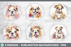 Bundle of six Wild Flowers Bulldogs Grunge Background designs.