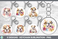 Bundle of six Wild Flowers Bulldogs Keychain designs.