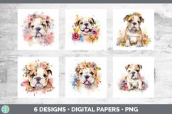 Bundle of six Wild Flowers Bulldogs Paper Backgrounds designs.