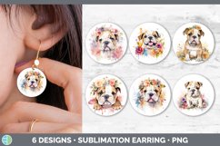 Bundle of six Wild Flowers Bulldogs Round Earrings designs.