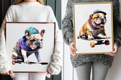 Bulldog on Skateboard Watercolor Clipart Bundle Product Image 5