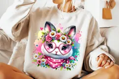 Watercolor Easter Bunny PNG, Easter Floral PNG, Easter PNG Product Image 2