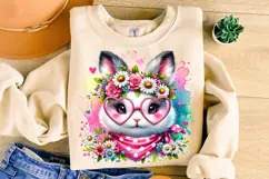 Watercolor Easter Bunny PNG, Easter Floral PNG, Easter PNG Product Image 3