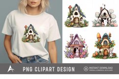 Watercolor Bunny House Clipart Product Image 1