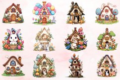 Watercolor Bunny House Clipart Bundle Product Image 2