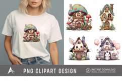 Watercolor Bunny House Clipart Product Image 1