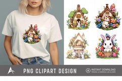 Watercolor Bunny House Clipart Product Image 1