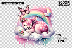 Watercolor Deer Rainbow Cloud Clipart Sublimation PNG Product Image 2
