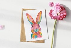 Watercolor Bunny Sublimation Design PNG - Animal Print Product Image 5