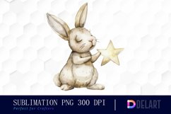 Bunny With Star Watercolor Clipart Product Image 1