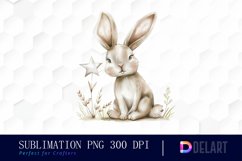 Bunny With Star Sublimation PNG Clipart Product Image 1