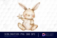 Bunny With Star Watercolor Clipart Product Image 1