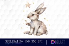 Bunny With Star Watercolor Clipart Product Image 1