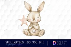 Bunny With Star Watercolor Clipart Product Image 1