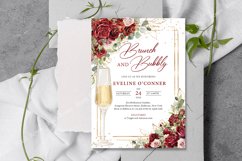 Burgundy and blush roses eucalyptus gold Brunch Invite #165 Product Image 2