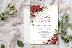 Burgundy and blush roses eucalyptus gold Brunch Invite #165 Product Image 2