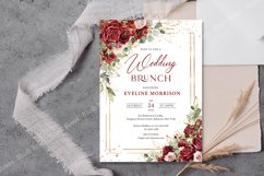 Burgundy and blush roses eucalyptus gold Brunch Invite #165 Product Image 3