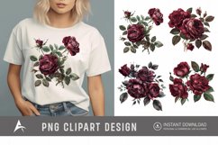 Watercolor Burgundy Roses Clipart Product Image 1