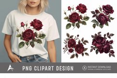 Watercolor Burgundy Roses Clipart Product Image 1