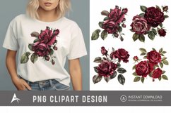 Watercolor Burgundy Roses Clipart Product Image 1