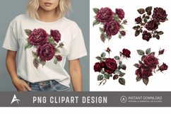 Watercolor Burgundy Roses Clipart Product Image 1