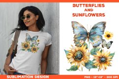 Watercolor Butterflies and Sunflowers T-Shirt Design Bundle Product Image 3