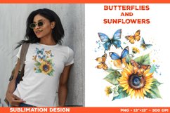 Watercolor Butterflies and Sunflowers T-Shirt Design Bundle Product Image 6