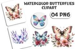 Watercolor Butterflies Floral Butterfly Sublimation Product Image 1