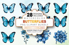 Watercolor Butterflies PNG Clipart Bundle Product Image 1
