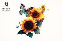 Watercolor Butterflies Sunflowers Bundle, Sublimation PNG Product Image 13